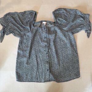 LC Lauren Conrad Navy Floral Blouse